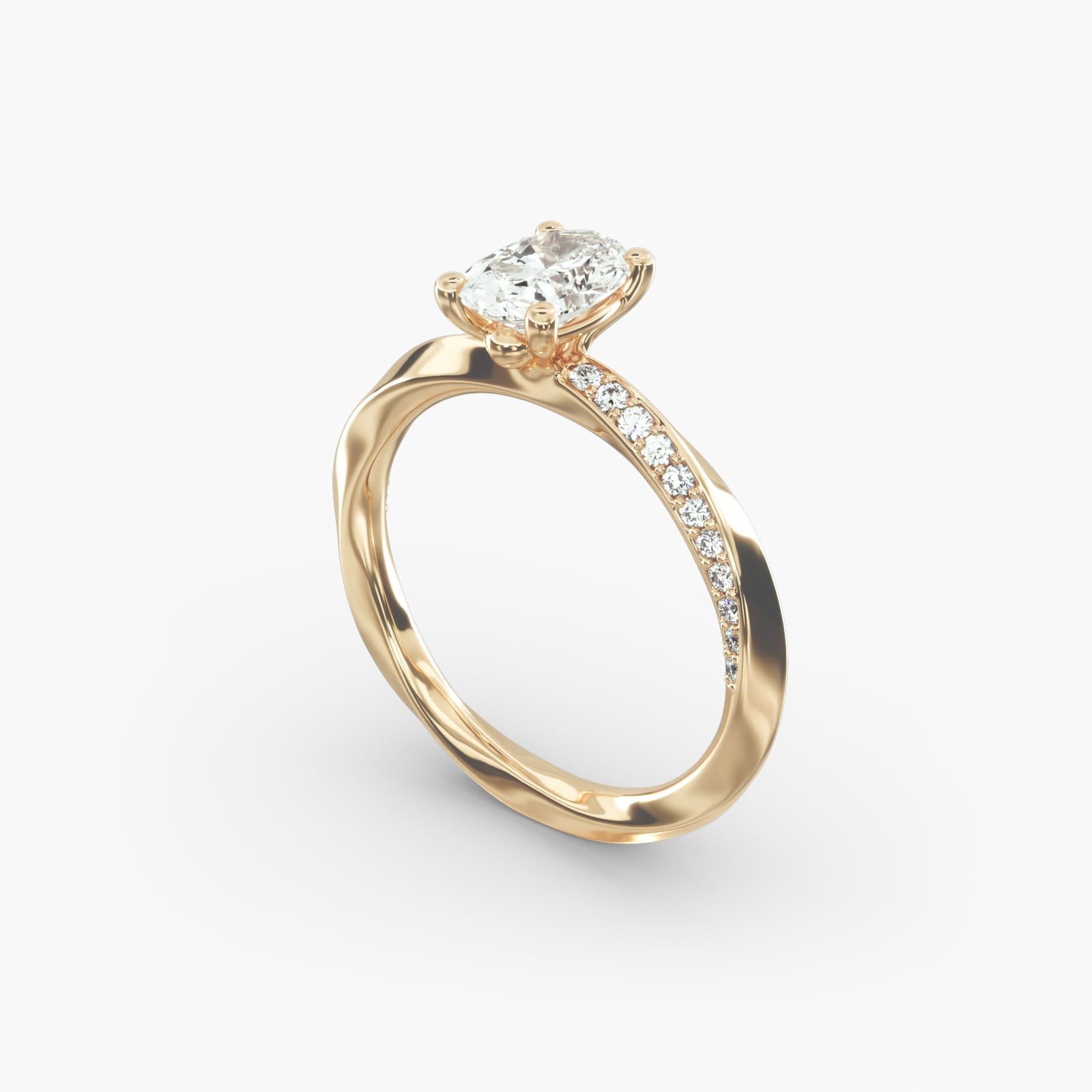 Twisted Sparkle Oval Lab Grown Diamond Center Engagement Ring