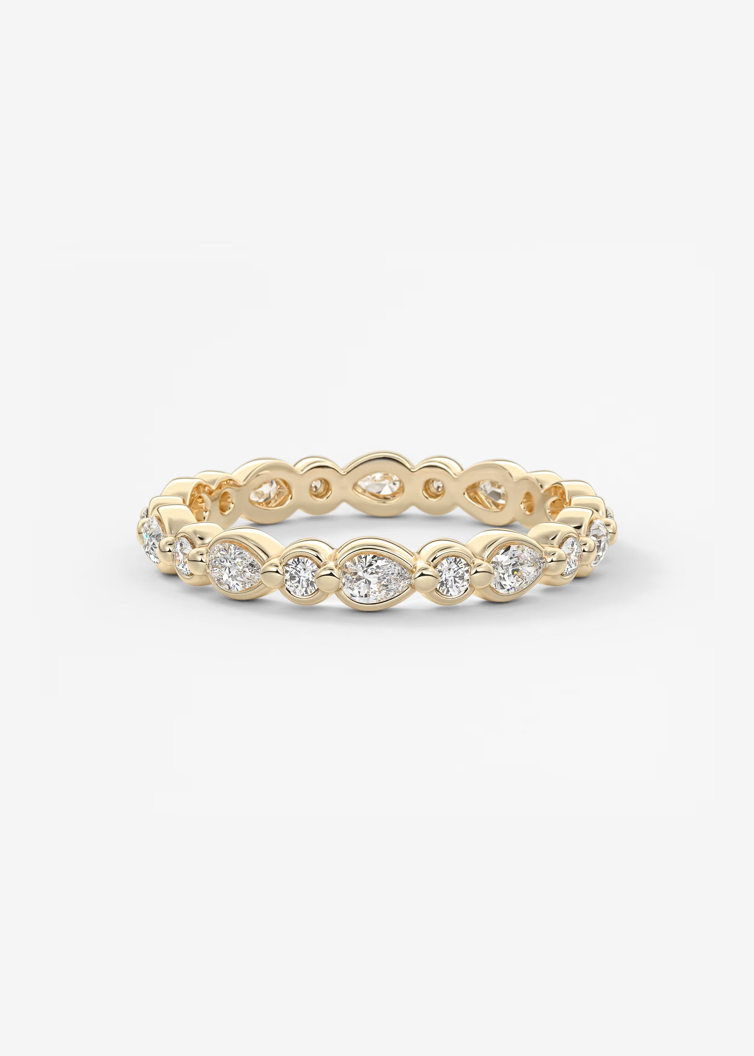 Gold Full Eternity Band with Alternating Round and Marquise Bezel‑Set Lab‑Grown Diamonds