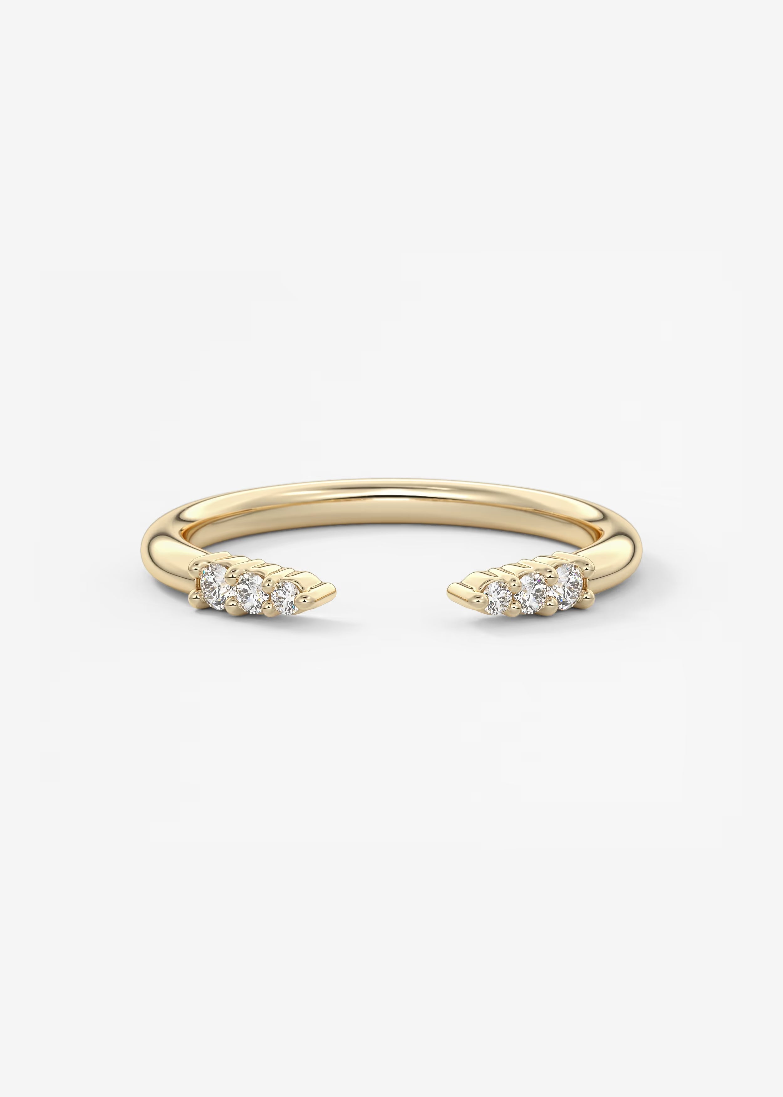 Open Gold Leaf‑Inspired Ring with Triple Round Lab‑Grown Diamond Accents
