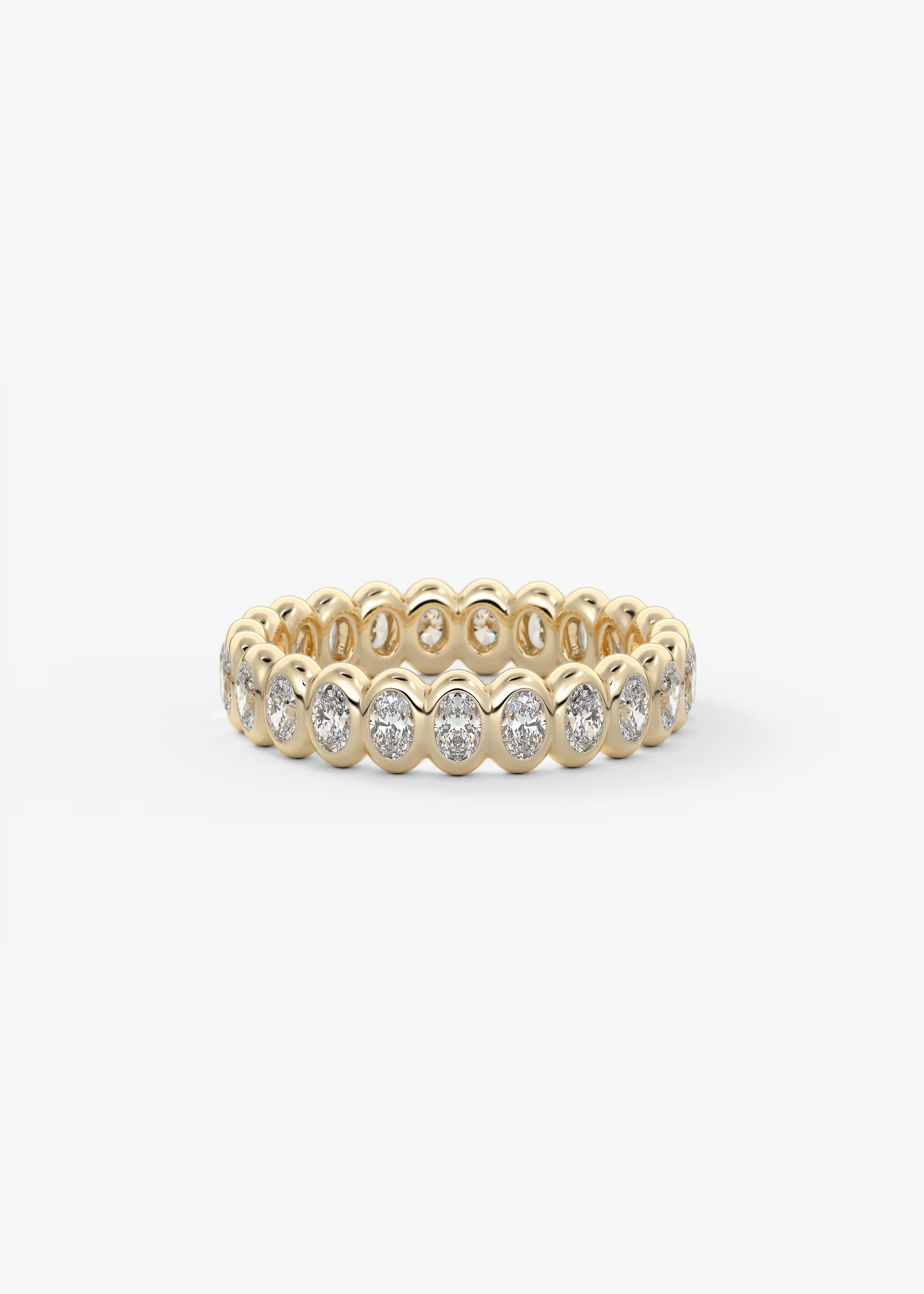 Gold Full Eternity Band with Oval Bezel‑Set Lab‑Grown Diamonds