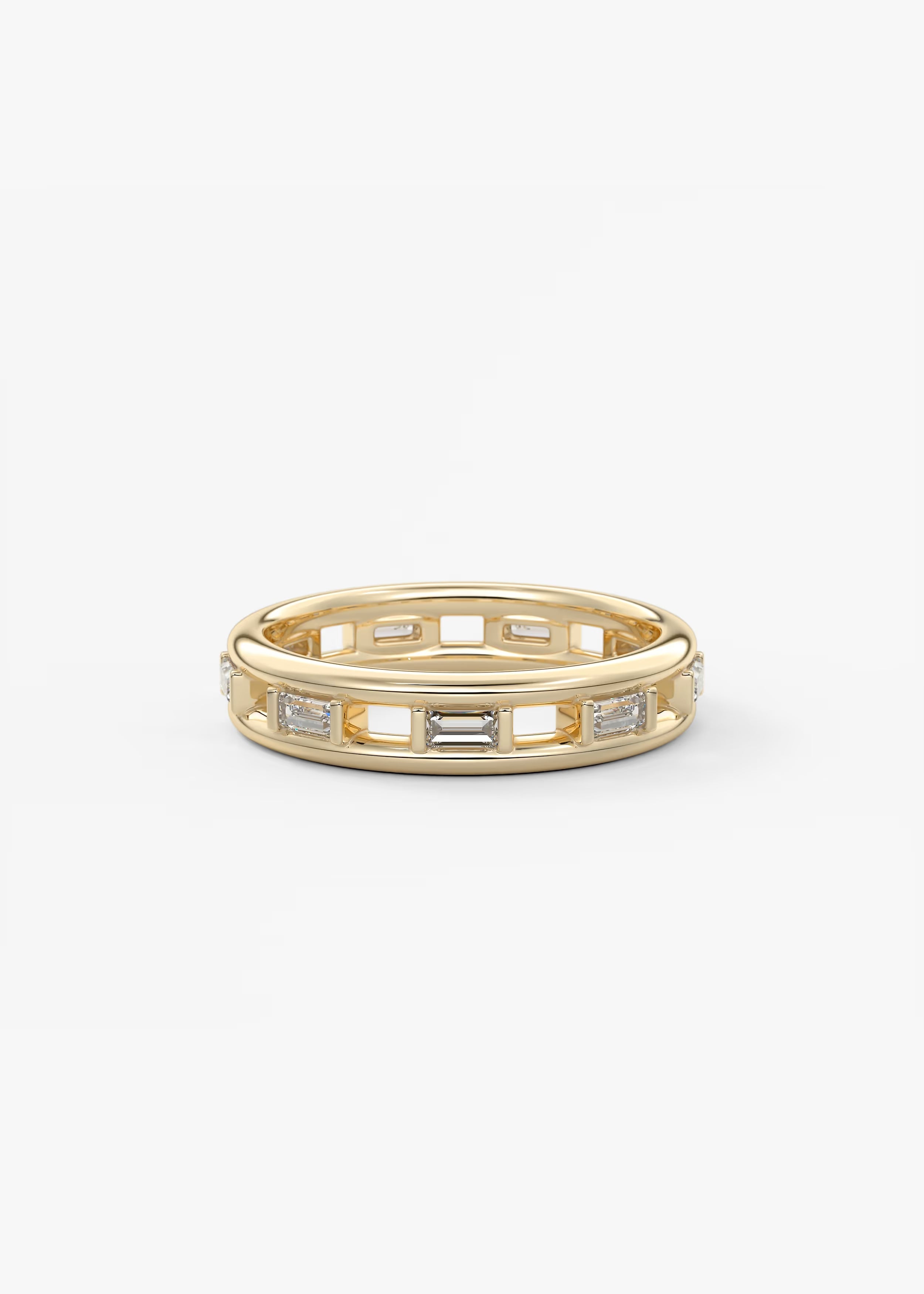Gold Geometric Cutout Band with Square and Rectangular Lab‑Grown Diamond Insets