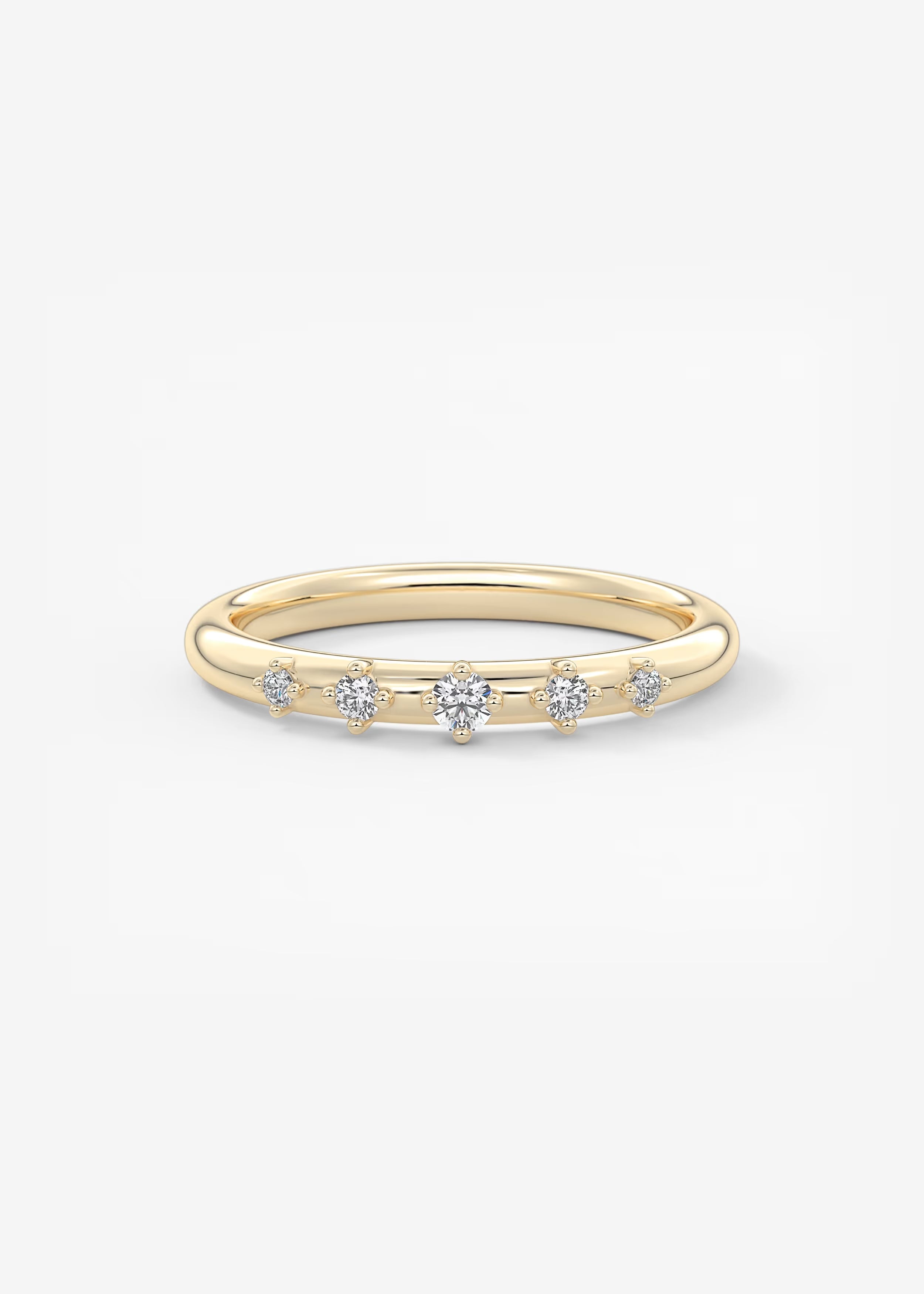 Gold Band with Evenly Spaced Round Lab‑Grown Diamond Accents