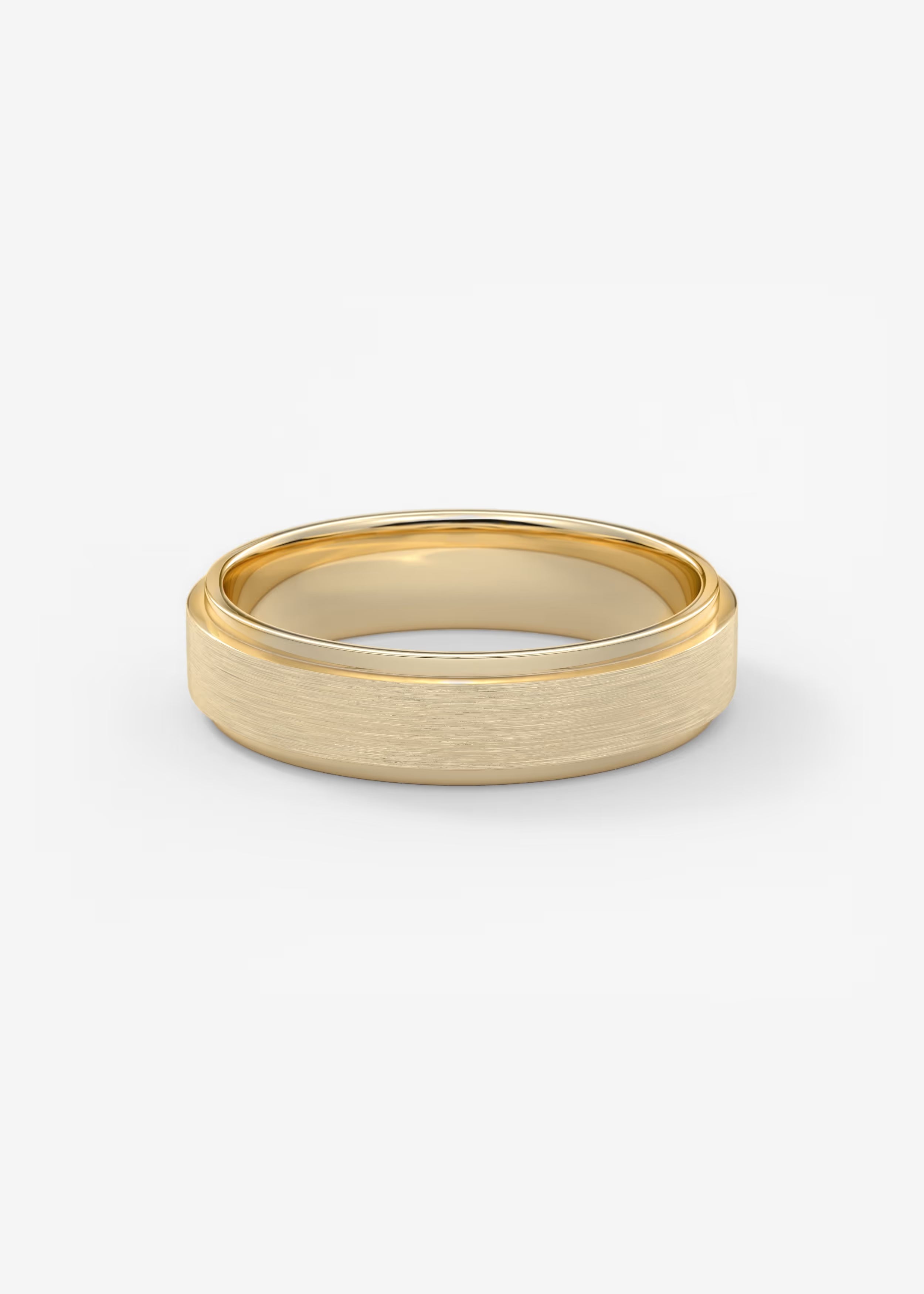 Matte Brushed Gold Band with Polished Interior and Beveled Edge