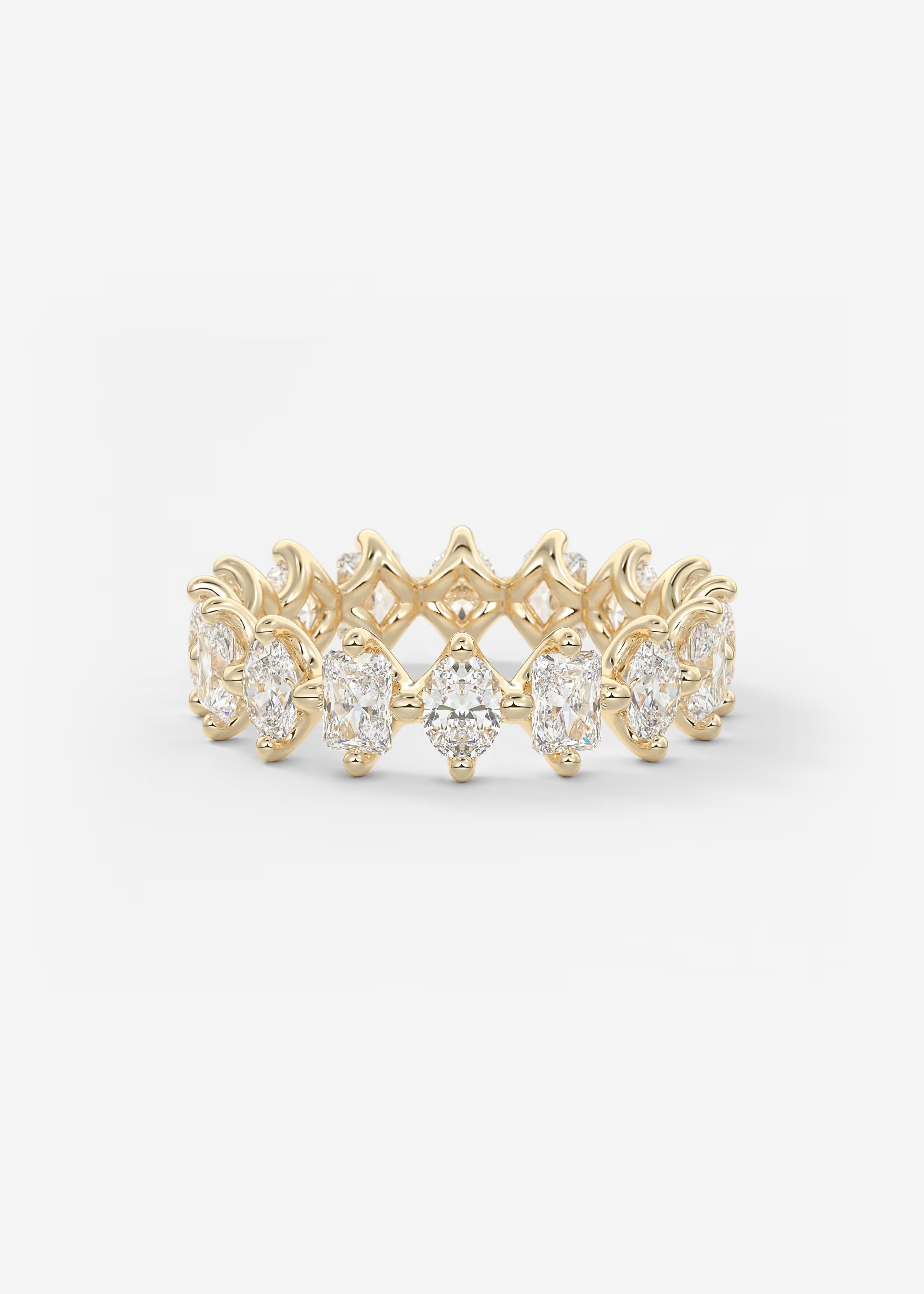 Gold Oval‑Cut Lab Diamond Eternity Band with Intricate Prong Detailing
