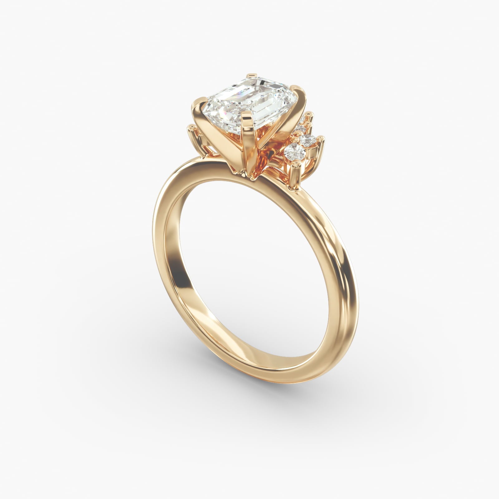 Crown Bloom Halo Emerald Lab Grown Diamond Center Engagement Ring