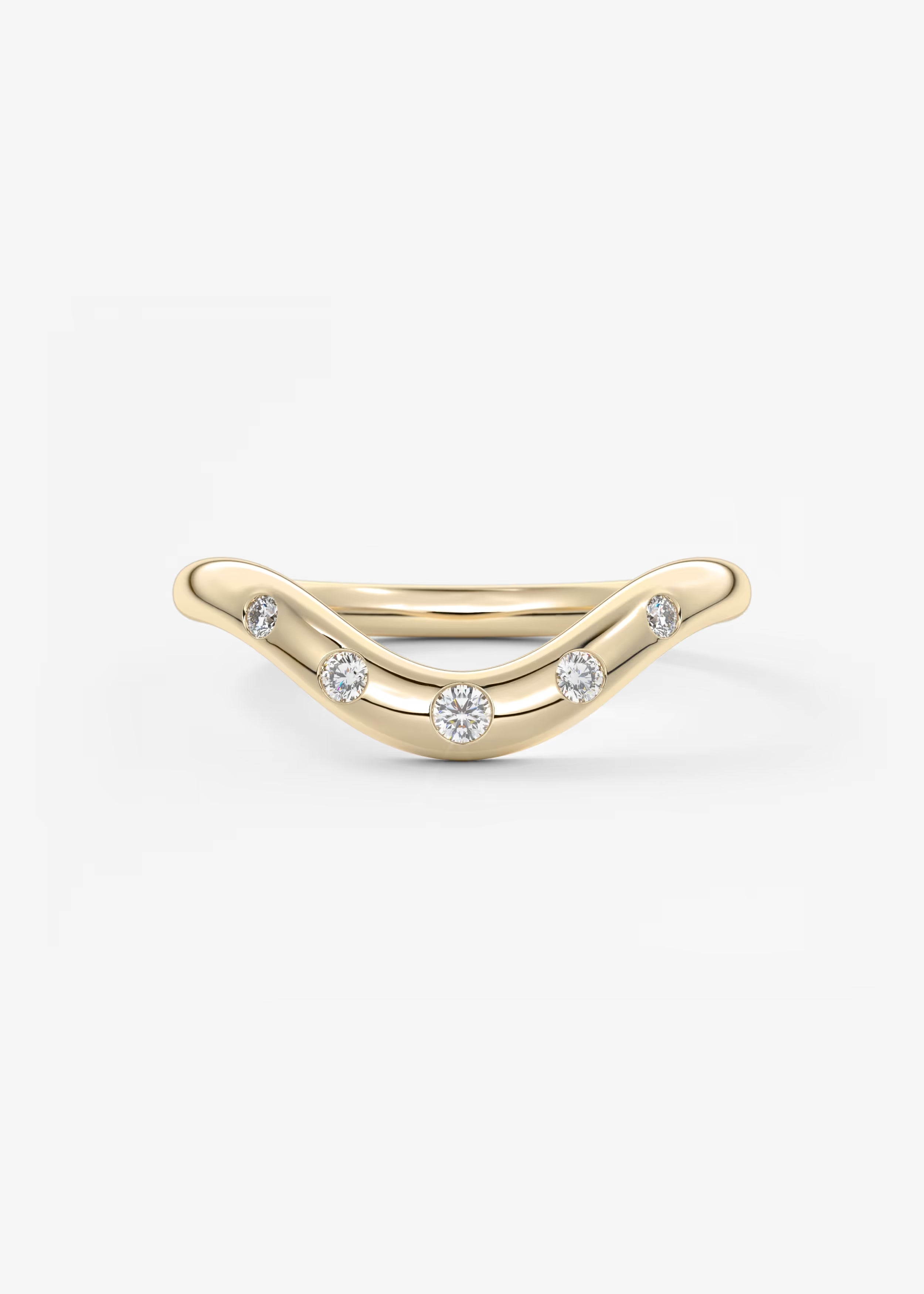 Gold Wave‑Shaped Band with Graduated Round Lab‑Grown Diamonds