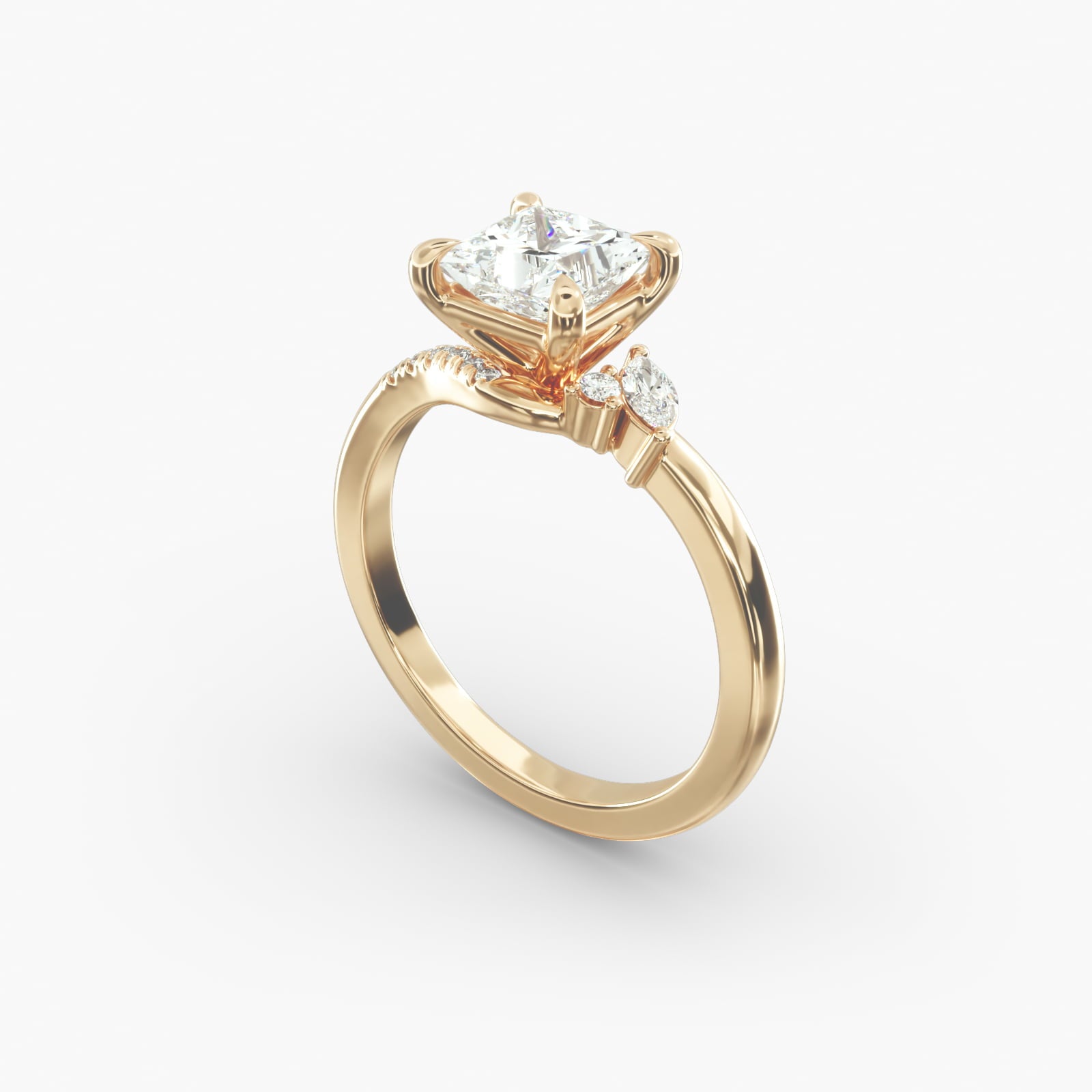 Asymmetric Elegance Princess Lab Grown Diamond Center Engagement Ring