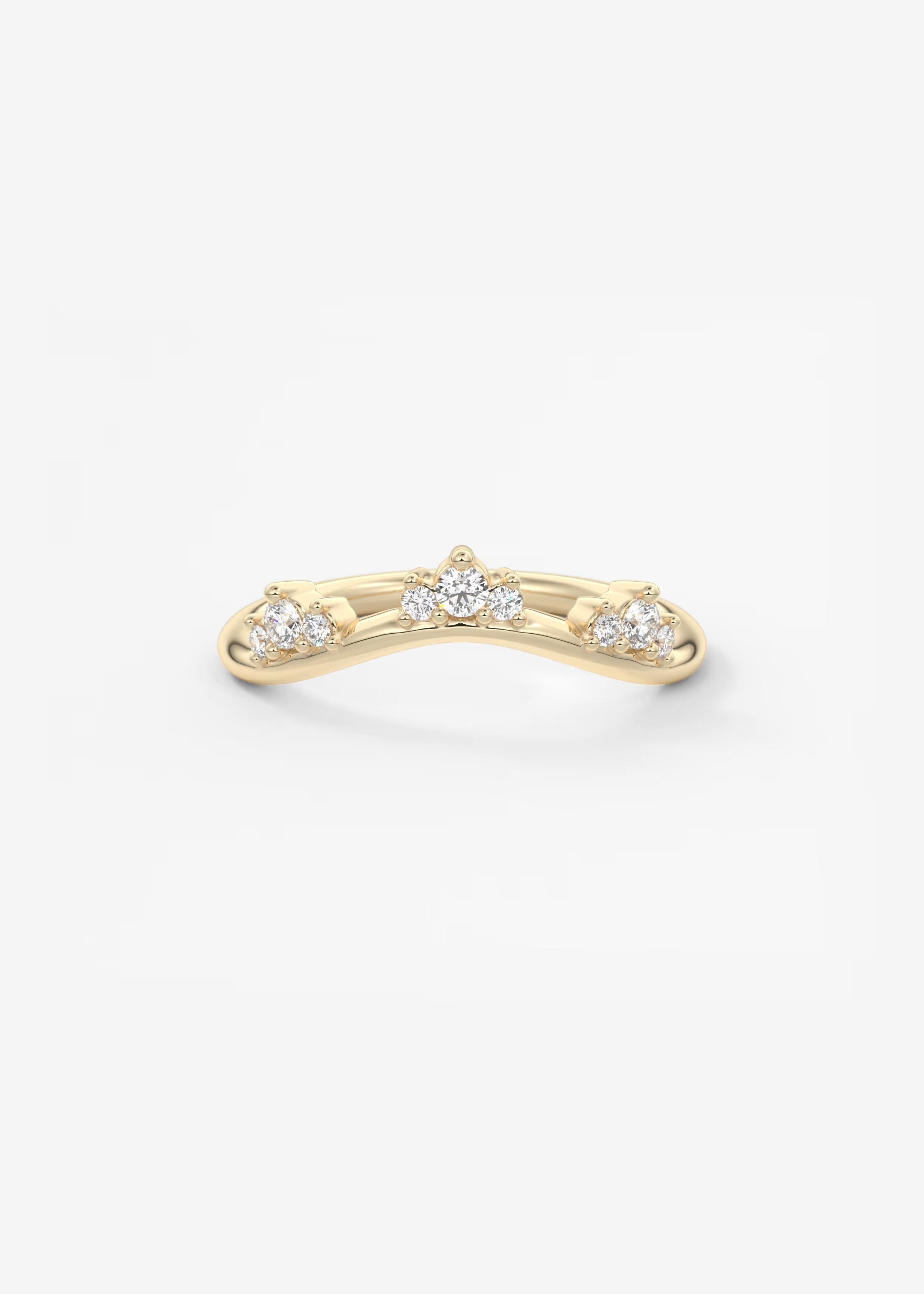 Gold Curved Band with Clustered Round Lab‑Grown Diamond Accents