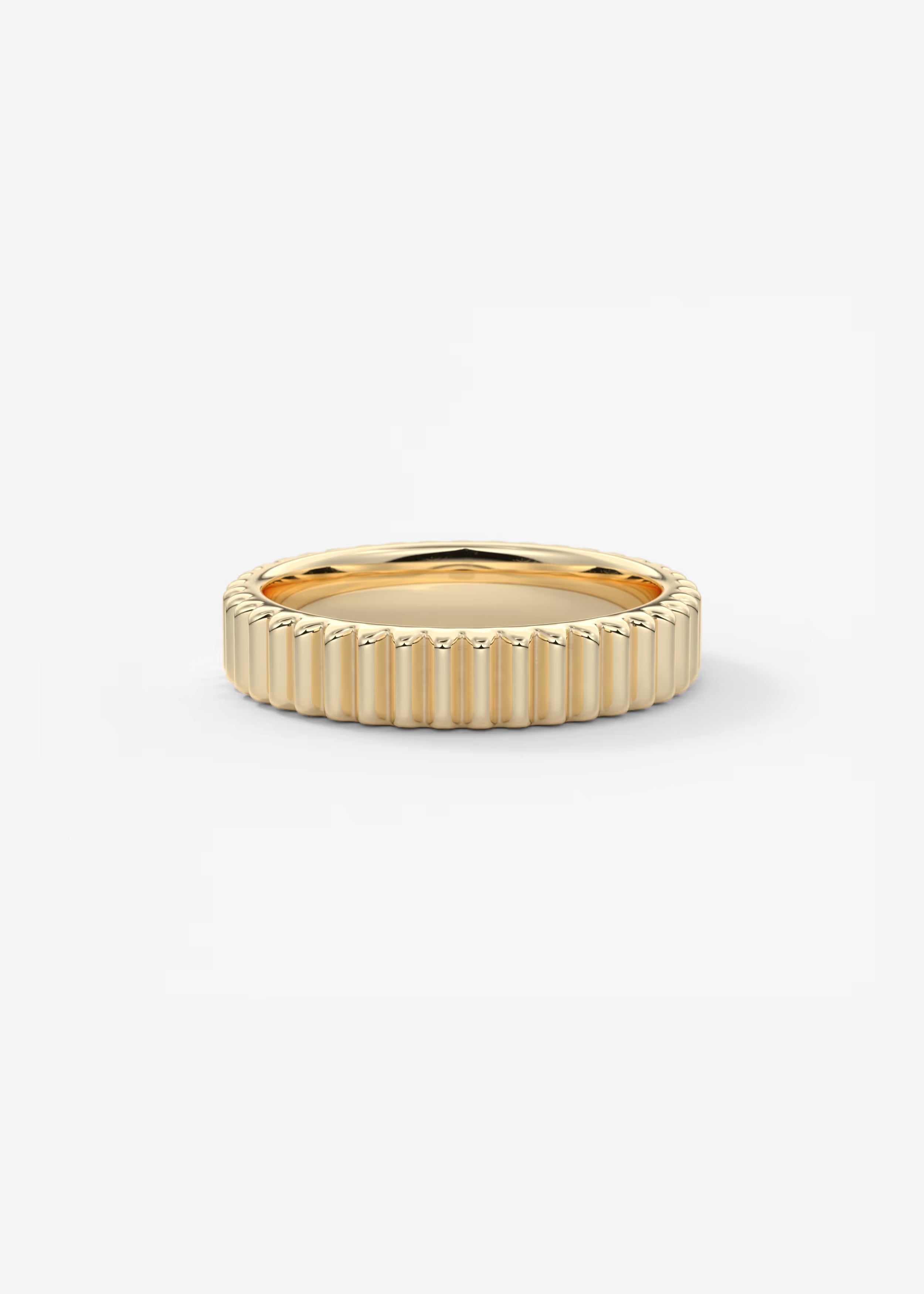Gold Fluted Texture Band with Polished Interior
