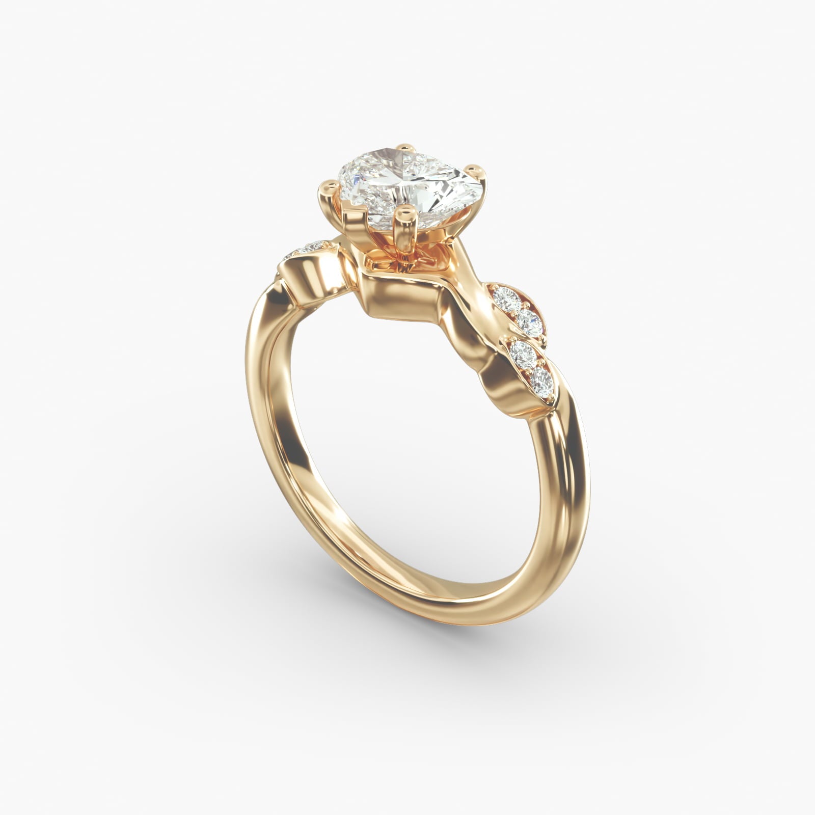 Floral Twist Cluster Heart Lab Grown Diamond Center Engagement Ring