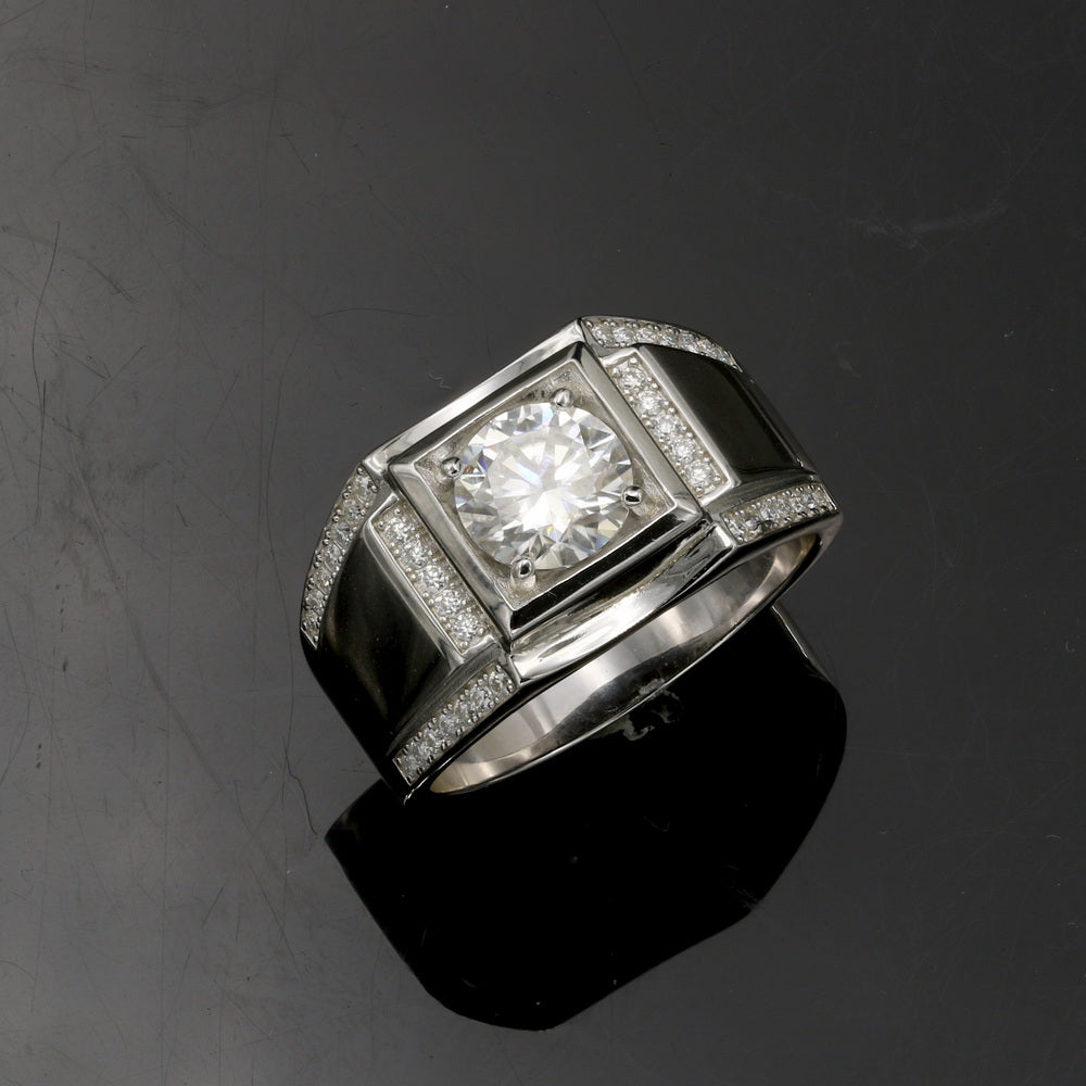 925 Silver 2.7ctw Moissanite Man's Statement Ring