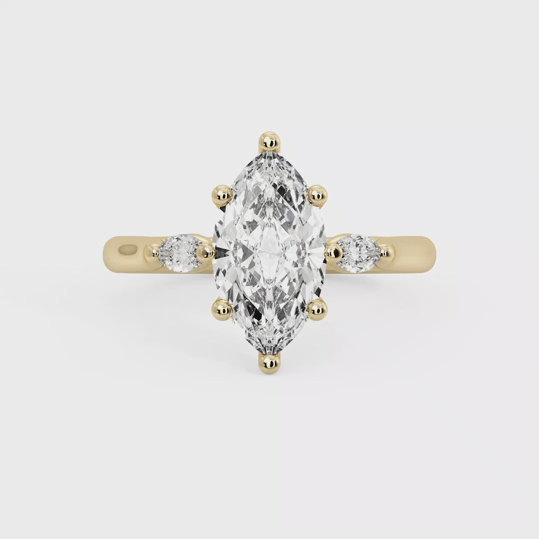 Classic Marquise-Cut Center with Side Accents Lab Grown Diamond Center Engagement Ring
