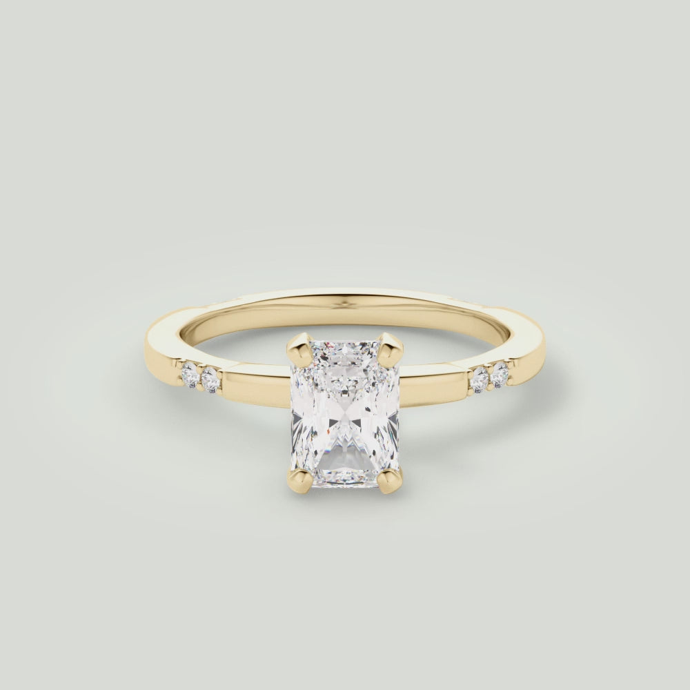 Radiant Cut Tapered Diamond Engagement Ring