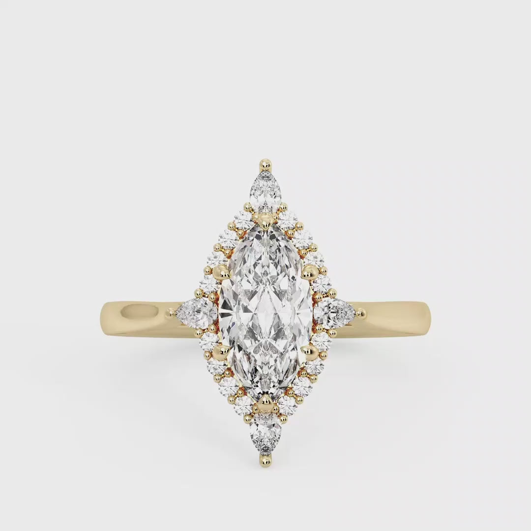 Halo-style with Pear Accents and Marquise Lab Grown Diamond Center Engagement Ring