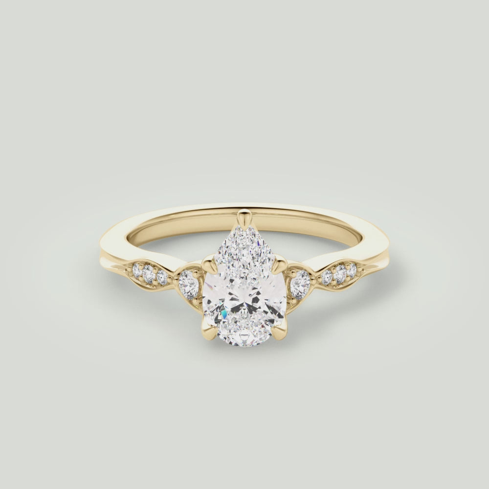 Pear Cut Vintage Diamond Accent Engagement Ring