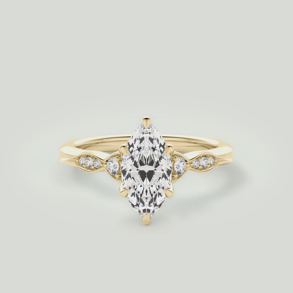 Marquise Cut Vintage Diamond Accent Engagement Ring
