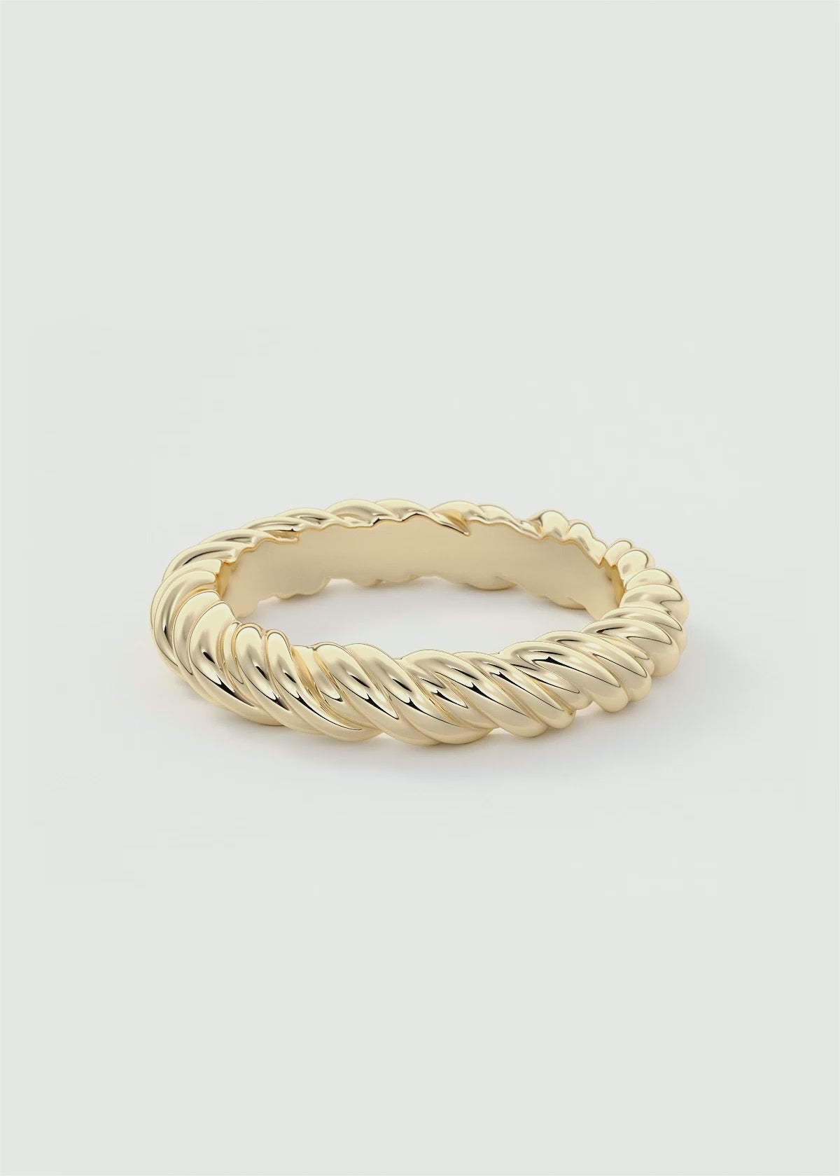Polished Gold Rope‑Twist Band with Continuous Spiral Texture