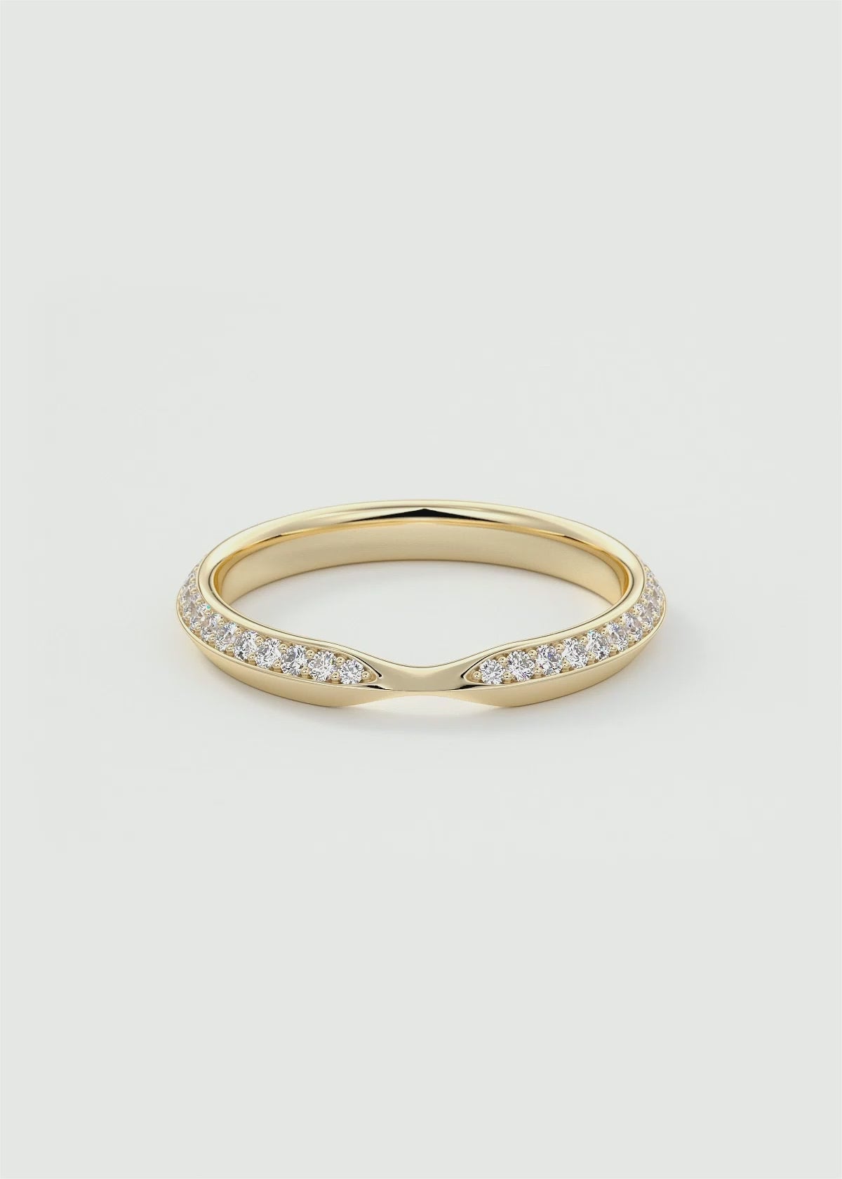 Gold Wave Diamond Band with Lab‑Grown Round Accents