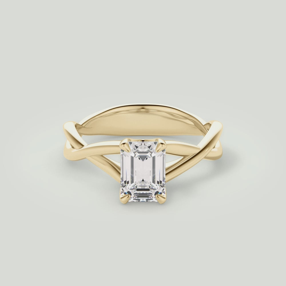Emerald Cut Open-Twist Solitaire Engagement Ring