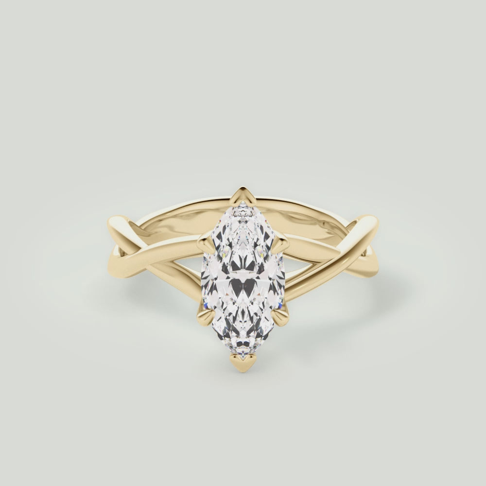 Marquise Cut Open-Twist Solitaire Engagement Ring