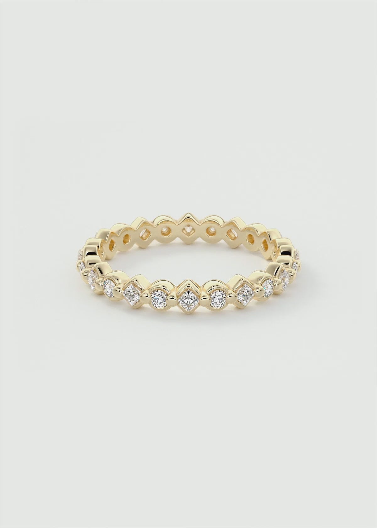 Gold Full Eternity Band with Raised Diamond‑Shaped Settings and Round Lab‑Grown Diamonds