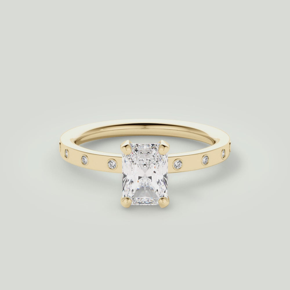 Radiant Cut Diamond Band Engagement Ring