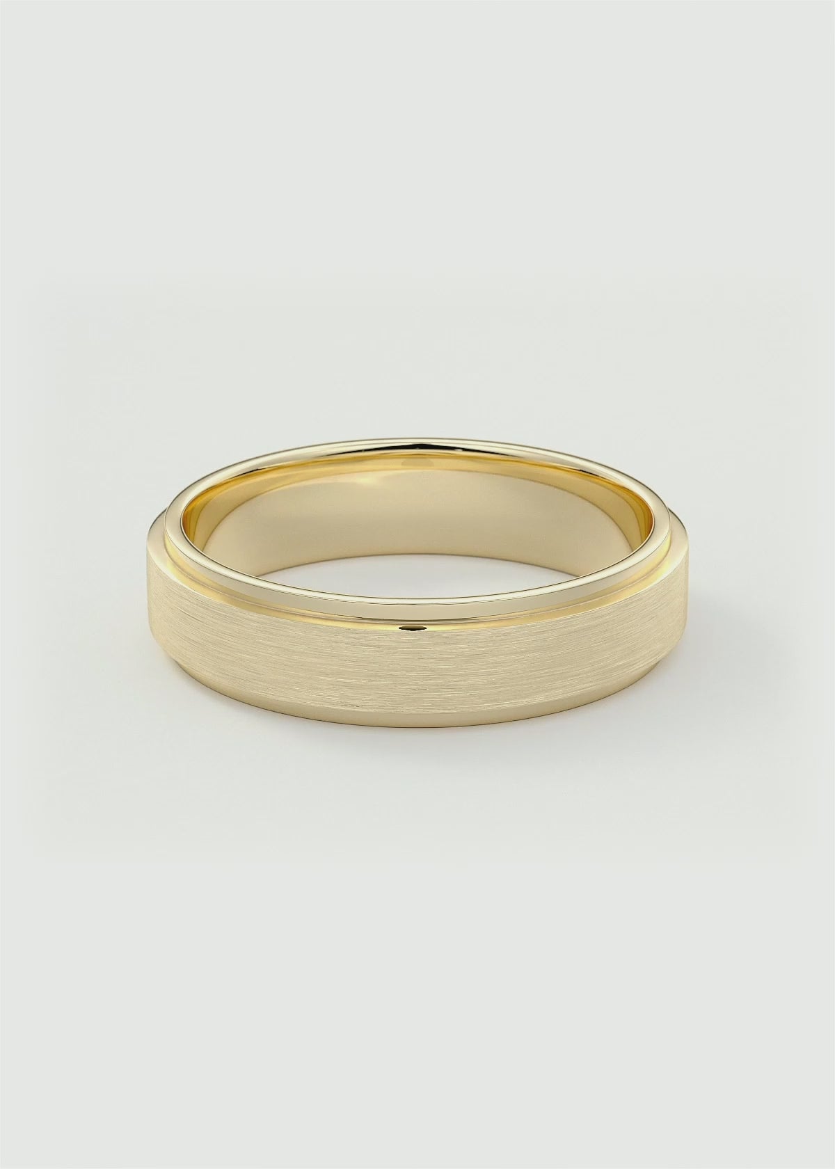 Matte Brushed Gold Band with Polished Interior and Beveled Edge