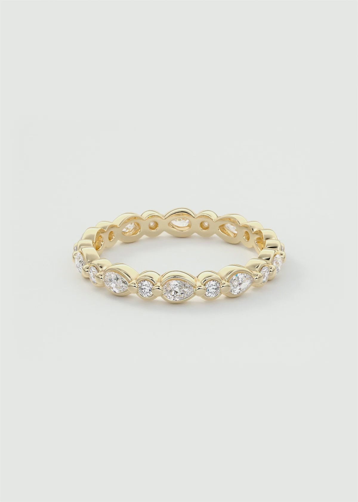 Gold Full Eternity Band with Alternating Round and Marquise Bezel‑Set Lab‑Grown Diamonds