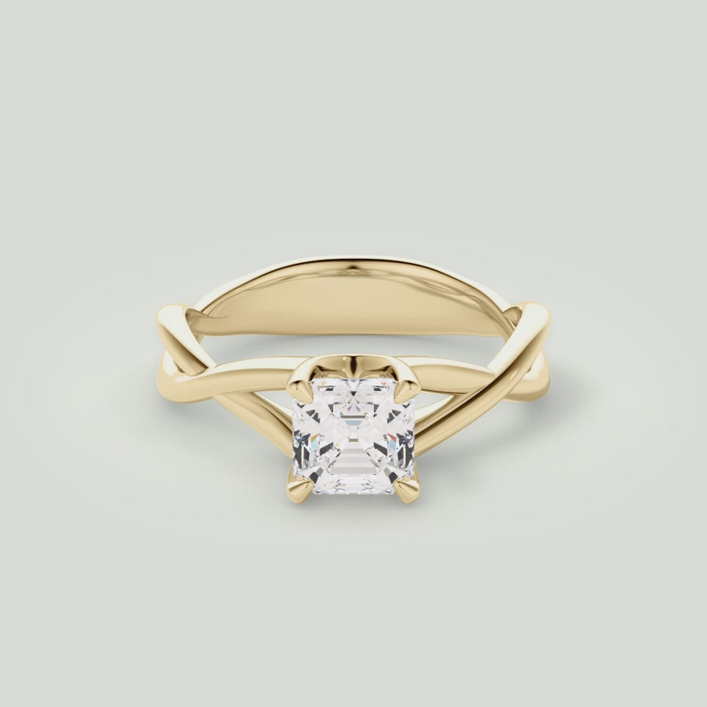 Asscher Cut Open-Twist Solitaire Engagement Ring