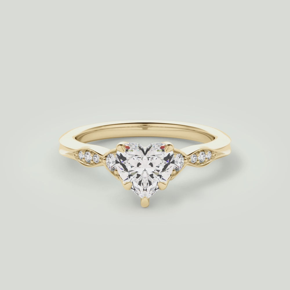 Heart Cut Vintage Diamond Accent Engagement Ring