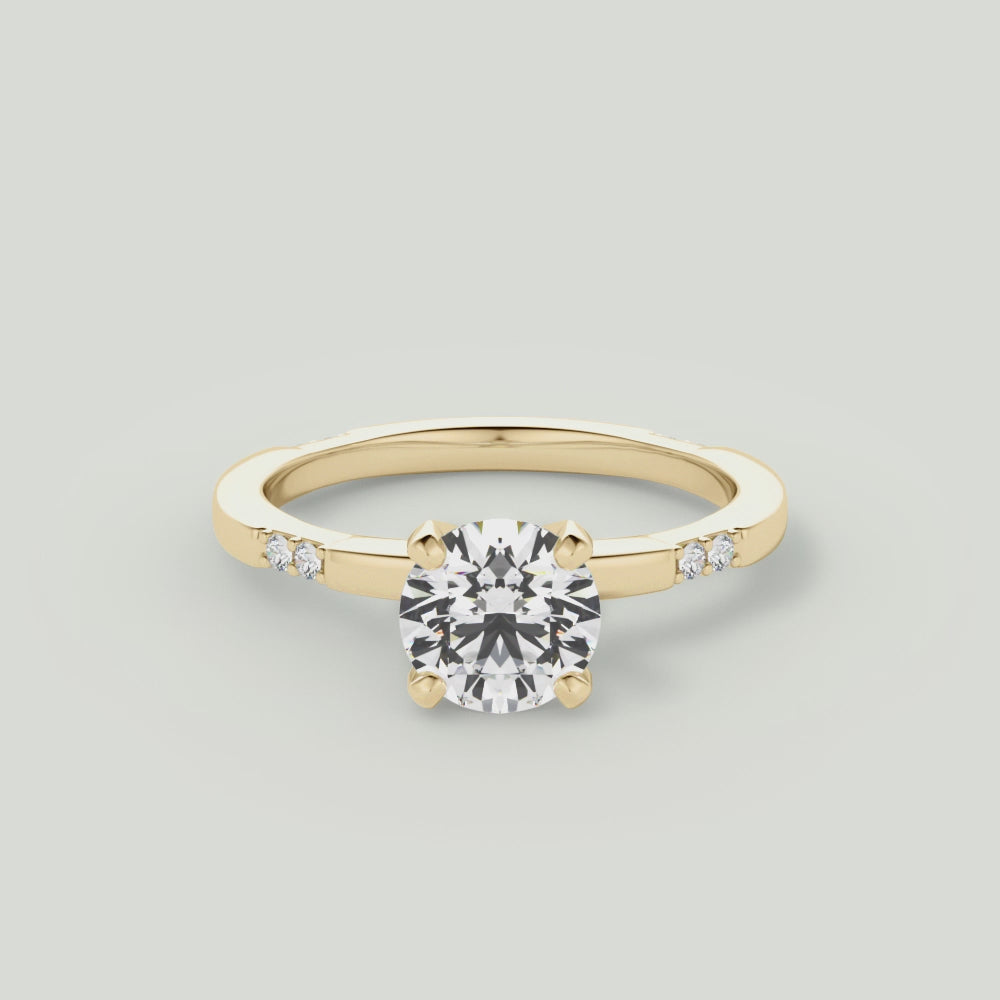 Round Cut Tapered Diamond Engagement Ring