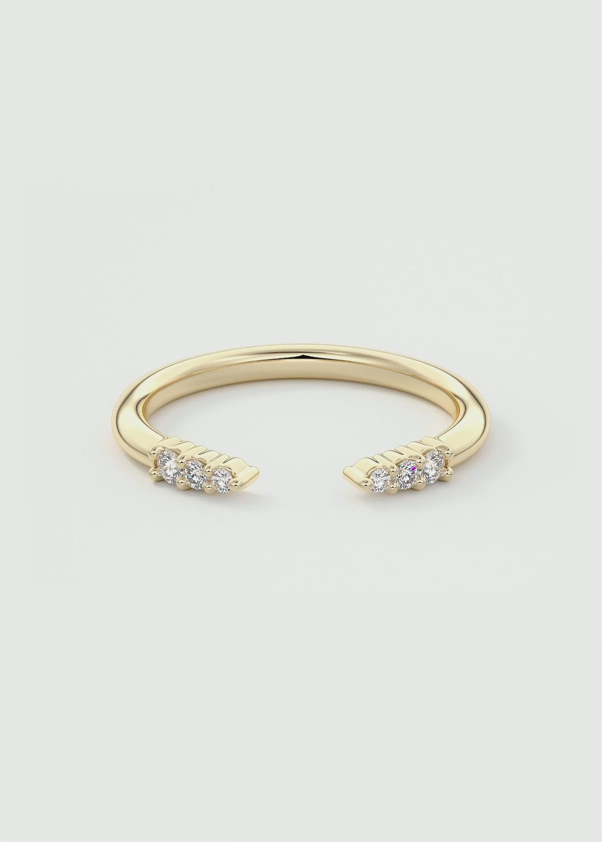 Open Gold Leaf‑Inspired Ring with Triple Round Lab‑Grown Diamond Accents