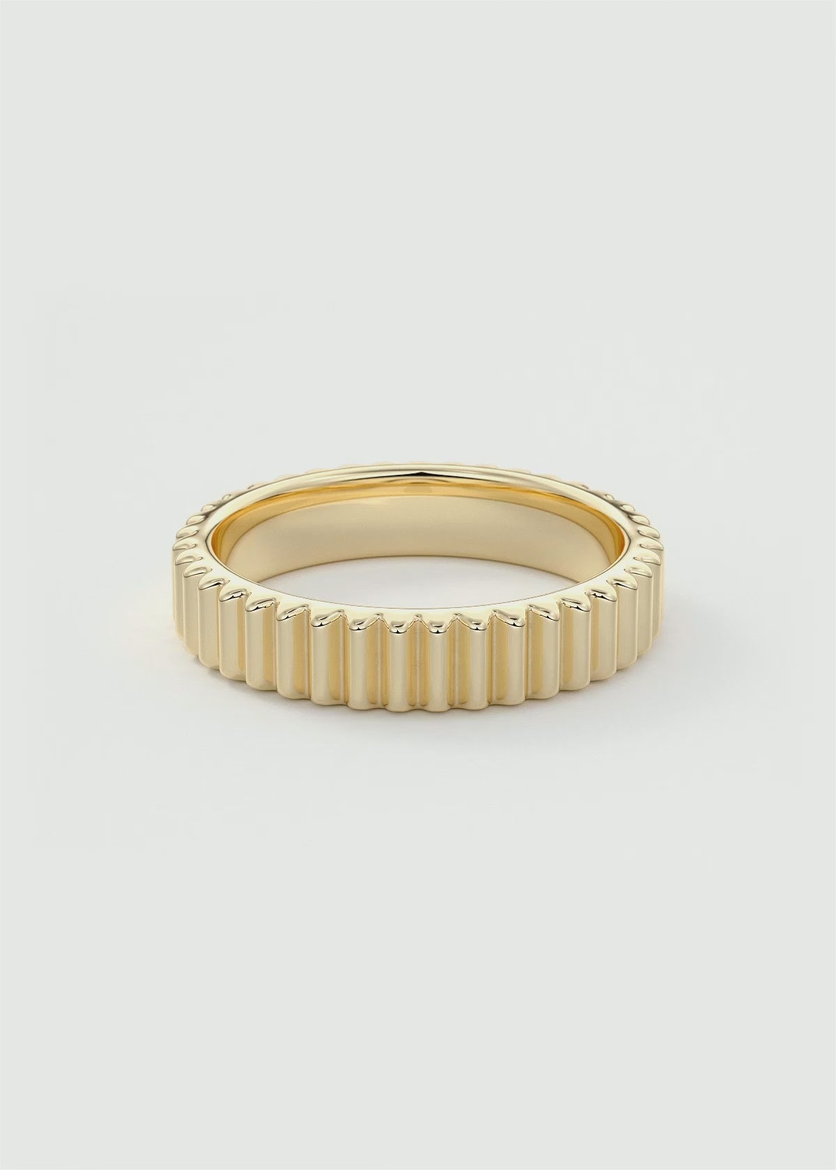 Gold Fluted Texture Band with Polished Interior