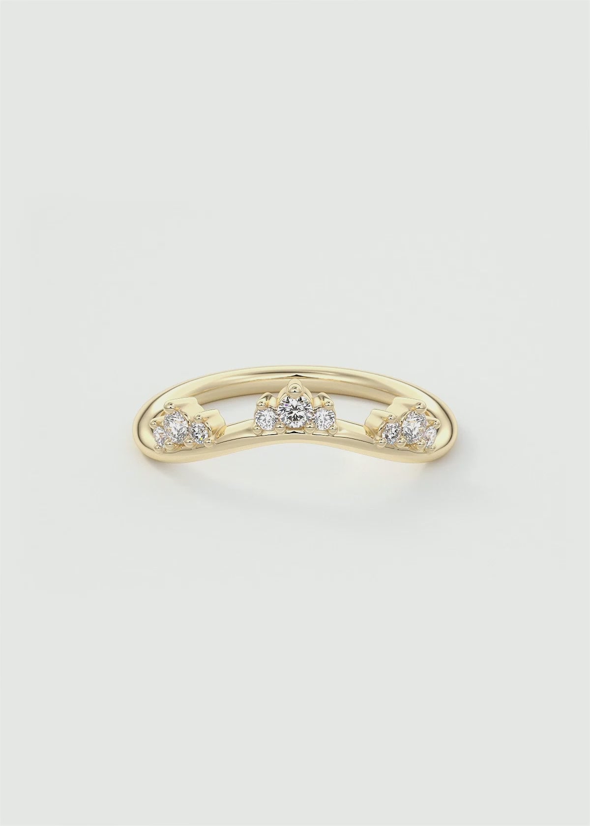 Gold Curved Band with Clustered Round Lab‑Grown Diamond Accents