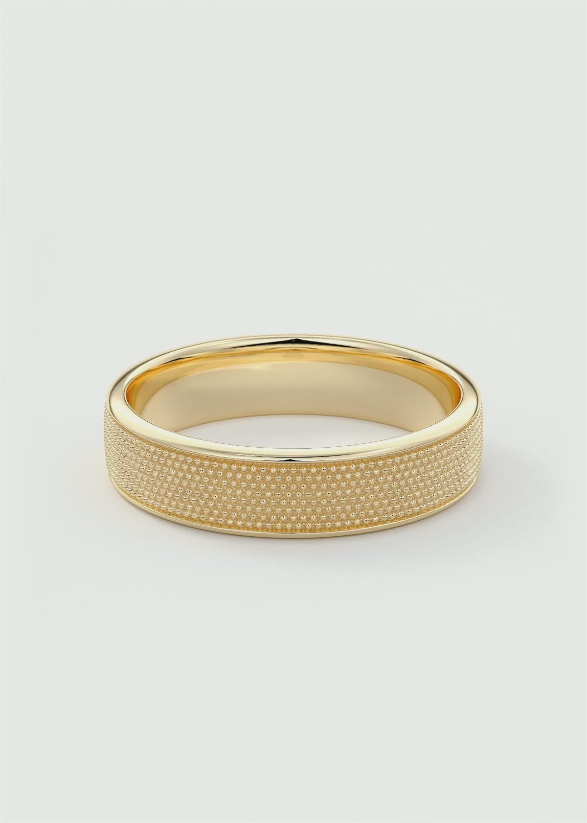 Gold Textured Band with Fine Beaded Surface in Elegant Modern Design