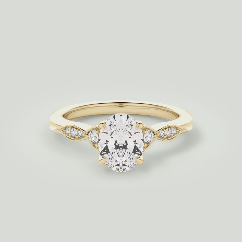 Oval Cut Vintage Diamond Accent Engagement Ring