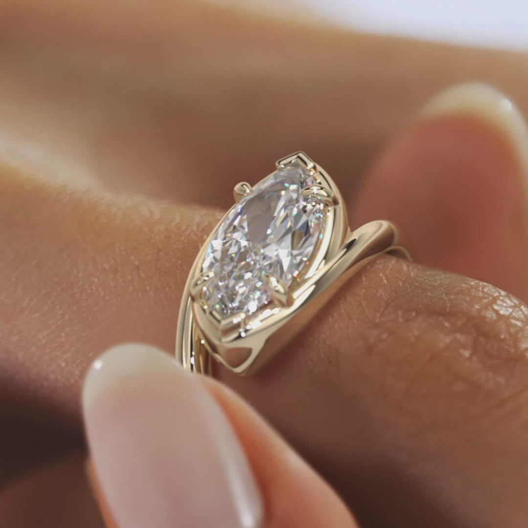 Sculptural Marquise Bypass Engagement Ring