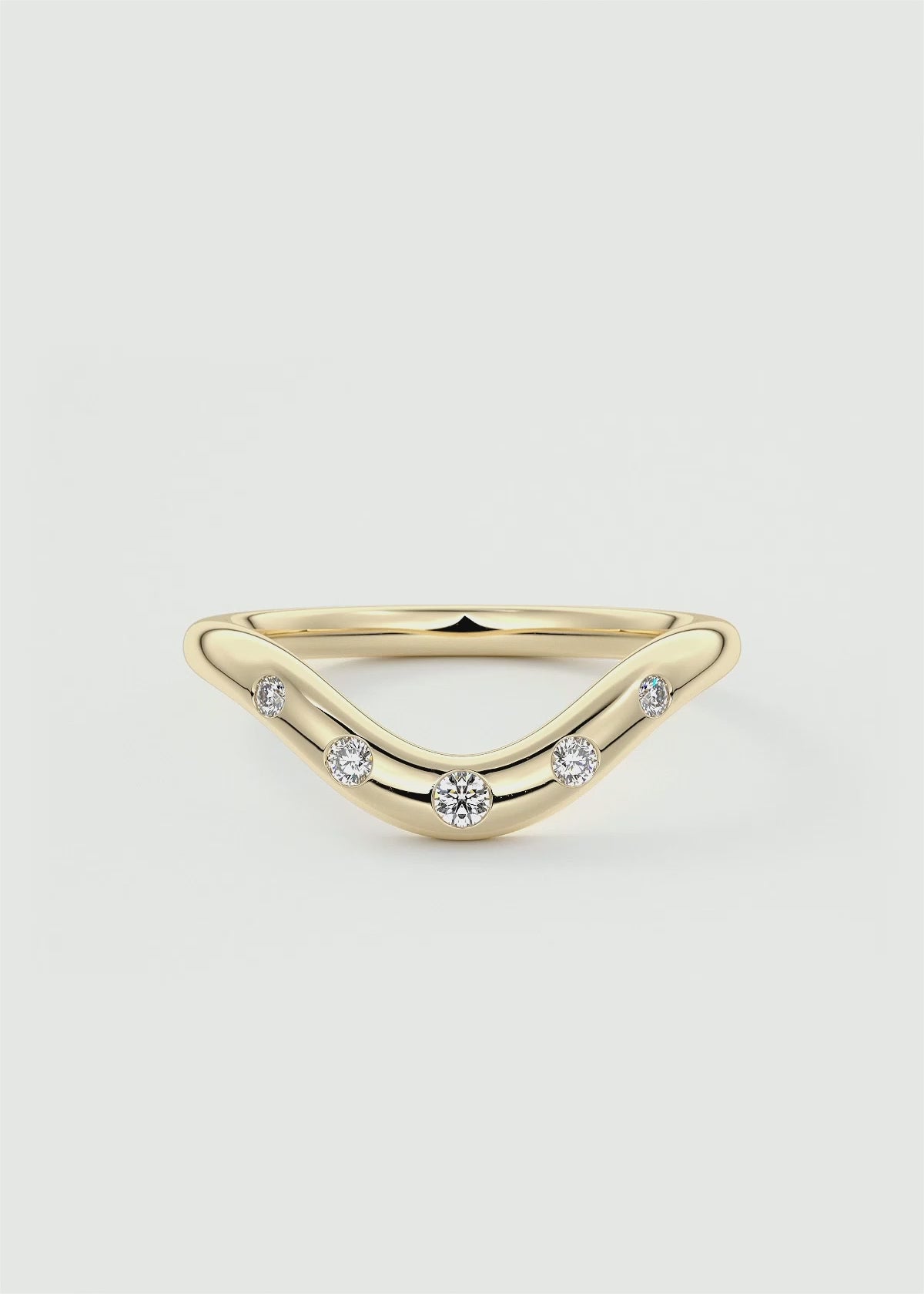 Gold Wave‑Shaped Band with Graduated Round Lab‑Grown Diamonds