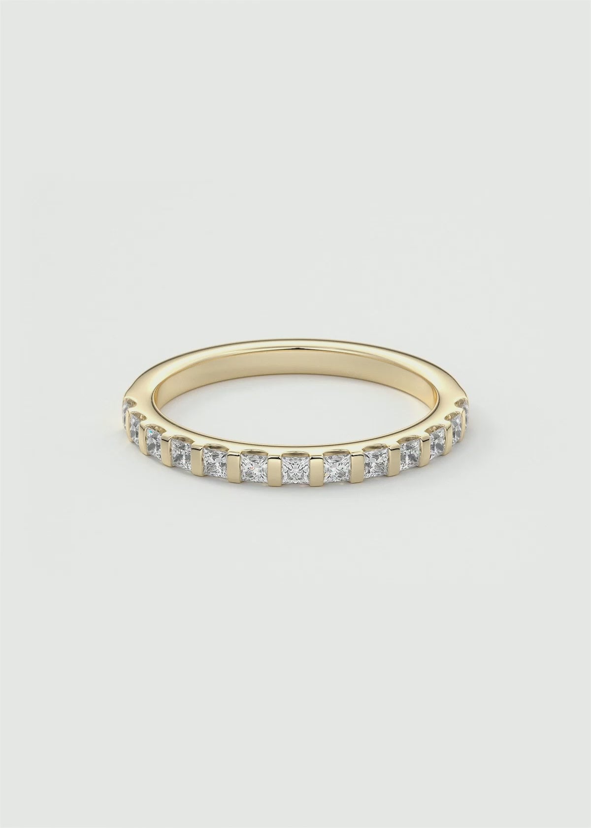 Gold Channel‑Set Band with Square Lab‑Grown Diamonds in Full Eternity Design