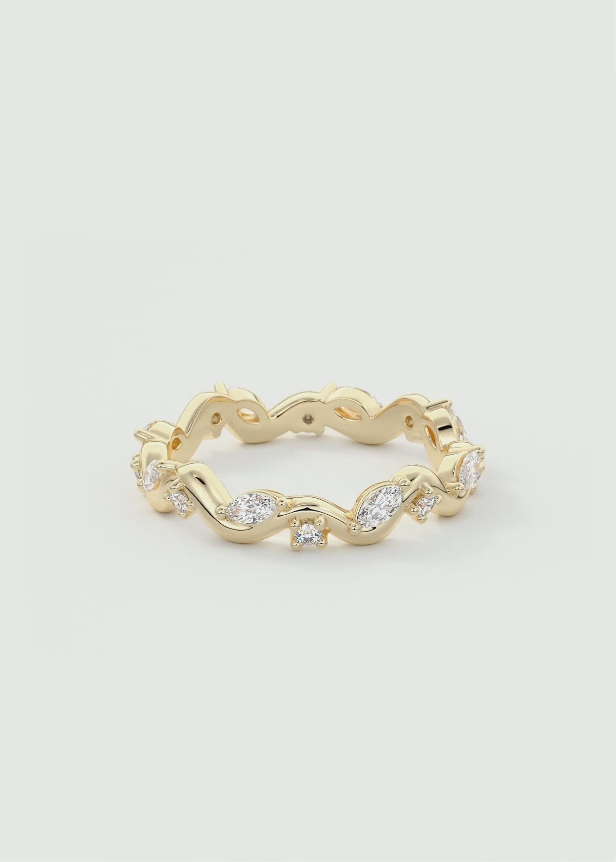 Gold Wave Eternity Band with Alternating Marquise and Round Lab Diamonds