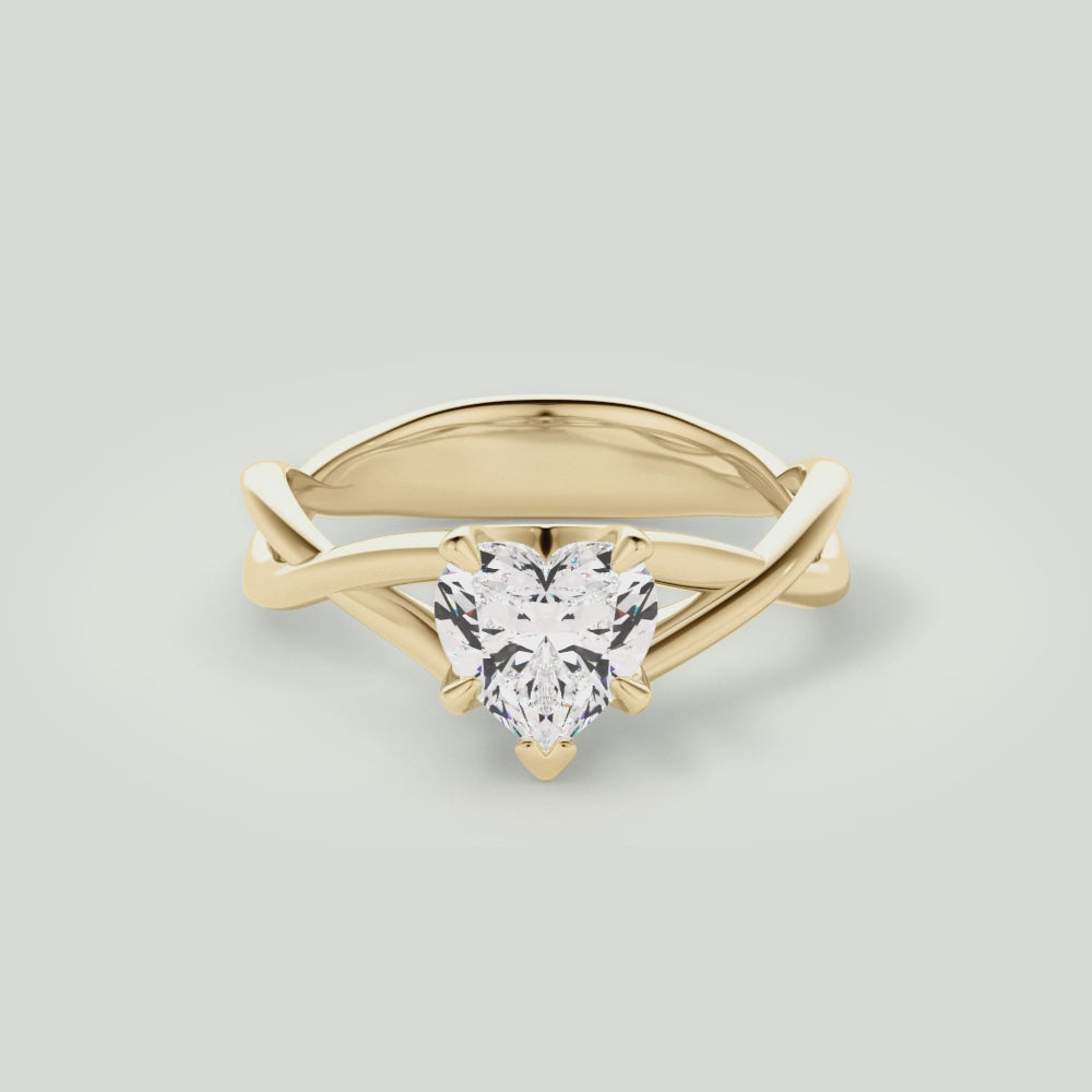 Heart Cut Open-Twist Solitaire Engagement Ring