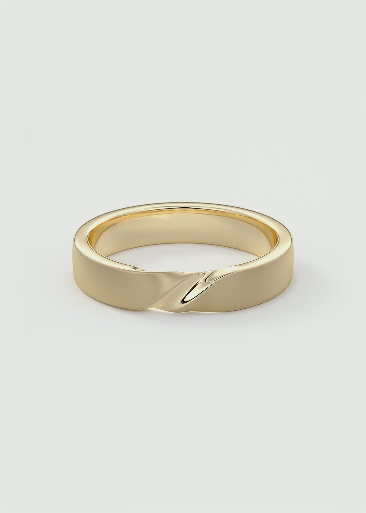 Polished Gold Band with Sculpted Wave‑Form Groove