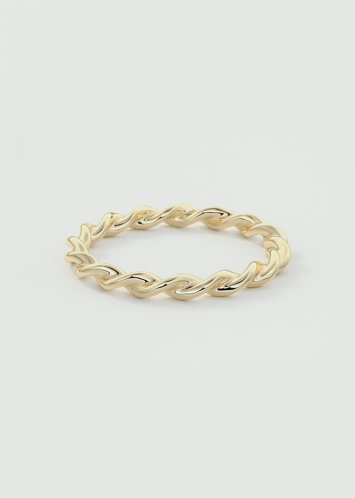 Polished Gold Rope‑Twist Band with Interwoven Spiral Design