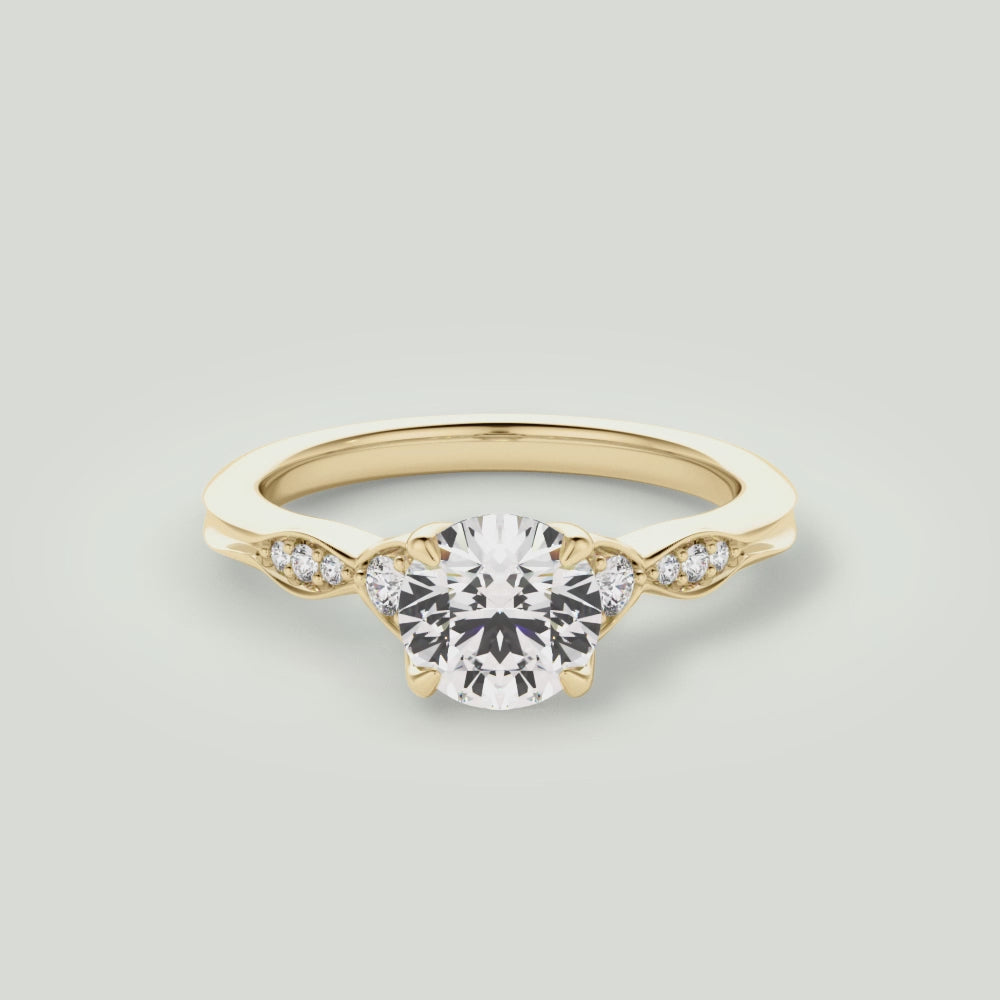 Round Cut Vintage Diamond Accent Engagement Ring