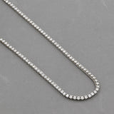 Platinum Plated Sterling Silver Moissanite Diamond Tennis Necklace 3mm CZ