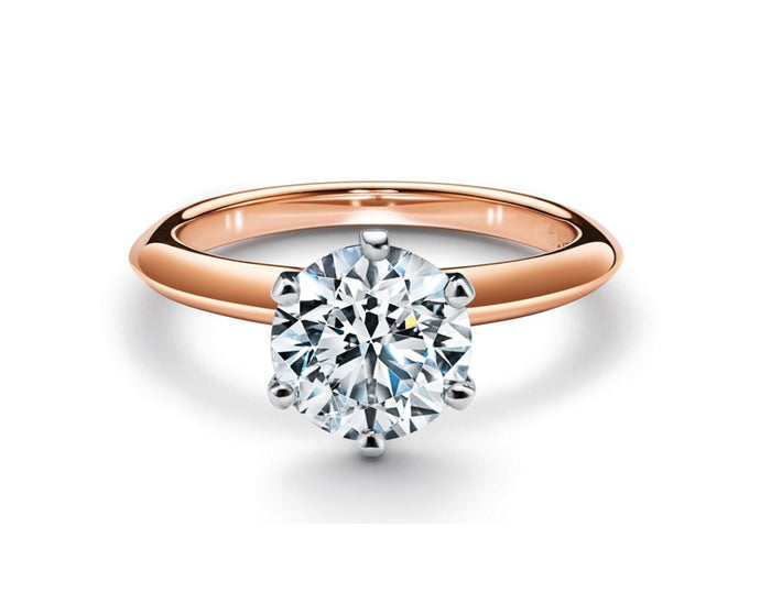 18K 2 Tone Solid Pink Gold 2ct 6 Prong Solitaire Ring Fast Ship D Color VVS1 Excellent Cut Moissanite Stone Diamond with GRA certificate