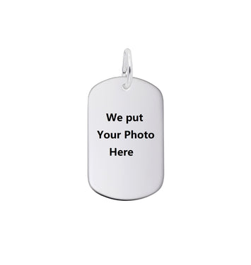 925 Sterling Silver Customized Memory Dog Tag Charm with Free Silver Chain/ Photo Pendant / Hip Hop Pendant