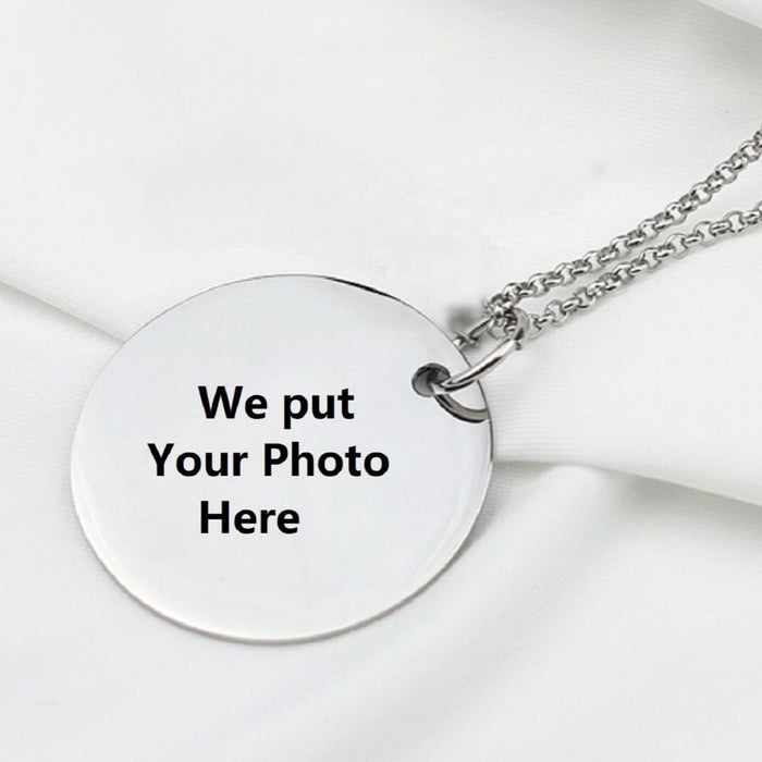 925 Sterling Silver Customized Memory Disc Dog Tag Charm with Free Silver Chain/ Photo Pendant / Hip Hop Pendant