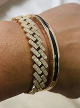 18K Solid Gold with Moissanite diamond Monaco Cuban Link Bracelet