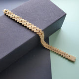 18K Solid Gold with Moissanite diamond Monaco Cuban Link Bracelet